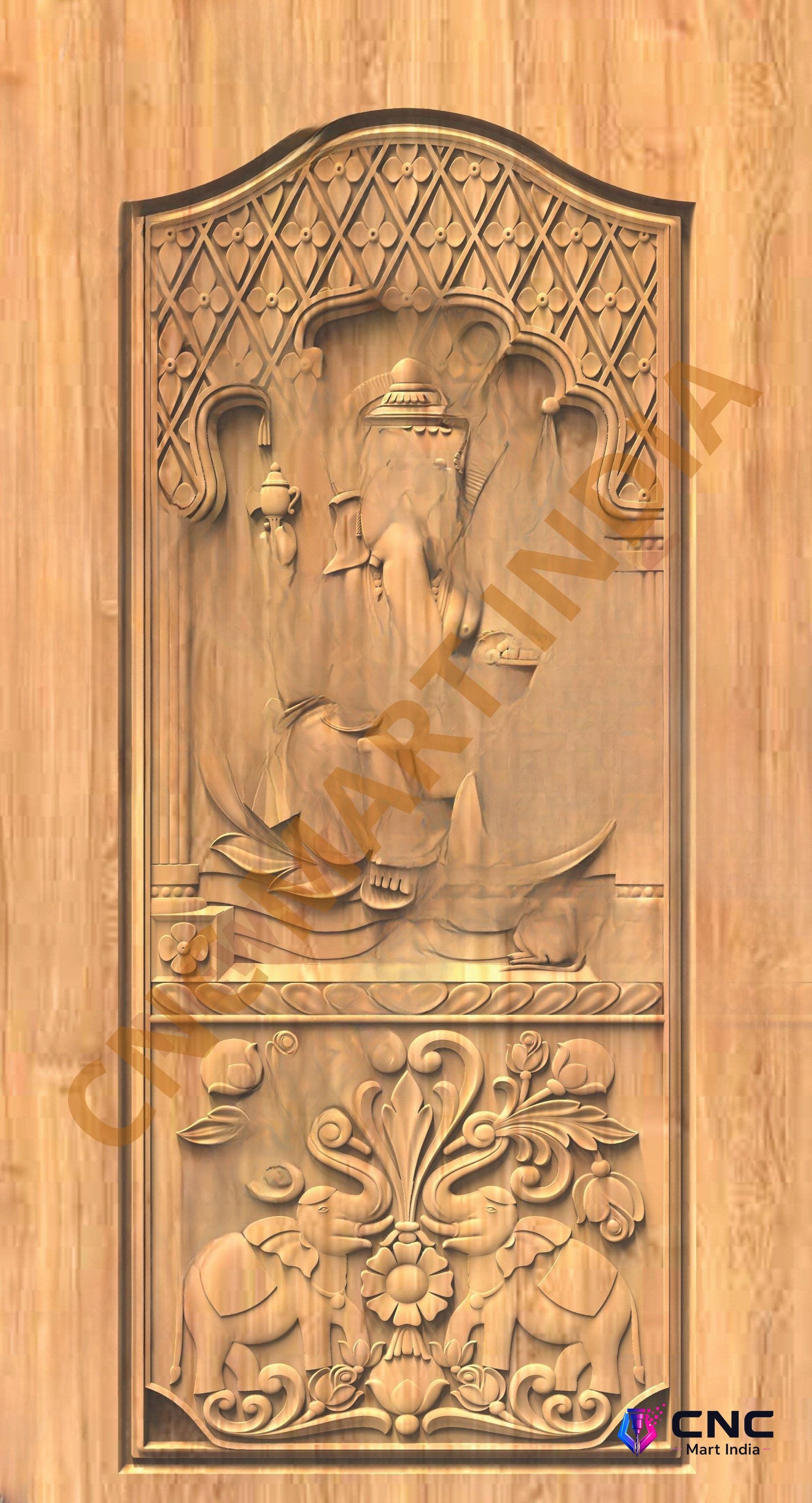GSK EMBOSSING - EMD-76 Lord Ganesha Divine Carved Temple Door 3D Model